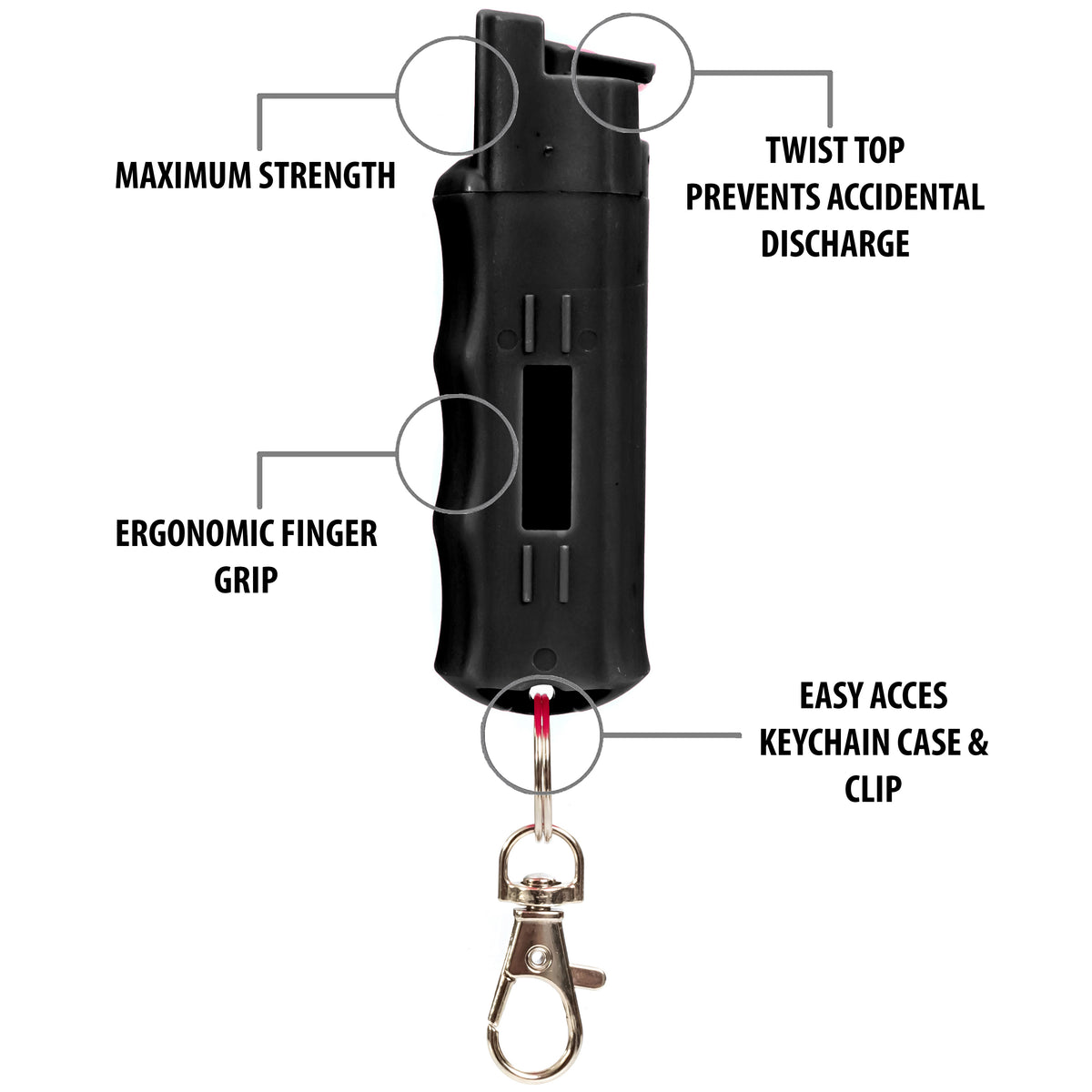 Burn Pepper Spray Keychain For Self Defense - Max Strength, Pink
