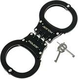 POLICE Handcuffs Triple Hinged Professional Heavy Duty Black