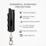 Burn Pepper Spray for Self Defense - Max Strength OC Spray - 1/2oz Molded Keychain Case - Black