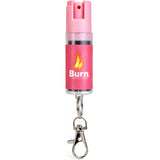 Burn Pepper Spray Keychain for Self Defense - Max Strength OS Spray - 1/2oz in Key Ring Clip Canister, Pink