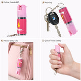 Burn Pepper Spray Keychain for Self Defense - Max Strength OS Spray - 1/2oz in Key Ring Clip Canister, Pink