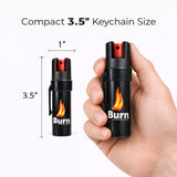 Burn Pepper Spray for Self Defense - Max Strength OC Spray with Security Clip - 0.84 fl oz Black