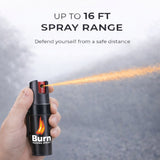 Burn Pepper Spray for Self Defense - Max Strength OC Spray with Security Clip - 0.84 fl oz Black