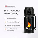 Burn Pepper Spray for Self Defense with Belt Clip - Police Strength OC Spray - 1.35 fl oz Black