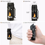 Burn Pepper Spray for Self Defense with Belt Clip - Police Strength OC Spray - 1.35 fl oz Black