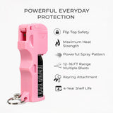 Burn Pepper Spray for Self Defense - Police Strength OC Spray - 1/2oz Keychain Case - Pink