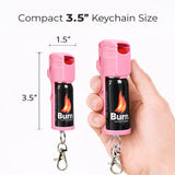Burn Pepper Spray for Self Defense - Police Strength OC Spray - 1/2oz Keychain Case - Pink