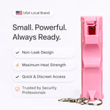 Burn Pepper Spray for Self Defense - Police Strength OC Spray - 1/2oz Keychain Case - Pink