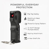 Burn Pepper Spray for Self Defense - Police Strength OC Spray - 1/2oz Molded Keychain Case - Black
