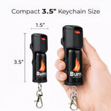 Burn Pepper Spray for Self Defense - Police Strength OC Spray - 1/2oz Molded Keychain Case - Black