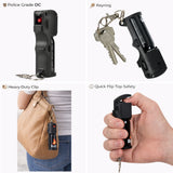 Burn Pepper Spray for Self Defense - Police Strength OC Spray - 1/2oz Molded Keychain Case - Black