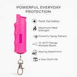Pepper Spray for Self Defense - Police Strength OC Spray - 1/2oz Molded Keychain Case - Pink
