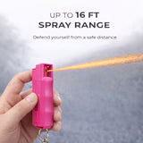 Pepper Spray for Self Defense - Police Strength OC Spray - 1/2oz Molded Keychain Case - Pink
