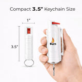 Burn Pepper Spray Keychain for Self Defense - Police Strength OC Spray - 1/2oz Molded Case - White