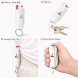 Burn Pepper Spray Keychain for Self Defense - Police Strength OC Spray - 1/2oz Molded Case - White