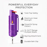 Burn Pepper Spray Keychain for Self Defense - Police Strength OC Spray - 1/2oz Purple