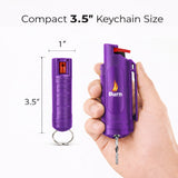 Burn Pepper Spray Keychain for Self Defense - Police Strength OC Spray - 1/2oz Purple