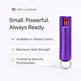 Burn Pepper Spray Keychain for Self Defense - Police Strength OC Spray - 1/2oz Purple