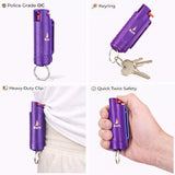 Burn Pepper Spray Keychain for Self Defense - Police Strength OC Spray - 1/2oz Purple