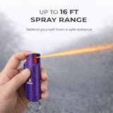 Burn Pepper Spray Keychain for Self Defense - Police Strength OC Spray - 1/2oz Purple