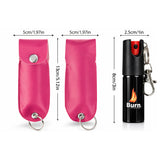 Burn Pepper Spray Keychain for Self Defense - Police Strength OC Spray - 1/2oz with Pink Leather Case
