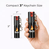 Burn Pepper Spray Keychain for Self Defense - Police Strength OC Spray - 1/2oz with Leather Case - Black