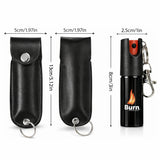 Burn Pepper Spray Keychain for Self Defense - Police Strength OC Spray - 1/2oz with Leather Case - Black