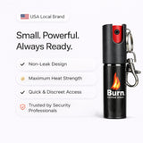 Burn Pepper Spray Keychain for Self Defense - Police Strength OC Spray - 1/2oz Black