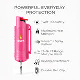 Burn Pepper Spray Keychain for Self Defense - Police Strength OC Spray - 1/2oz Pink