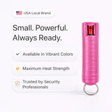 Burn Pepper Spray Keychain for Self Defense - Police Strength OC Spray - 1/2oz Pink