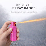 Burn Pepper Spray Keychain for Self Defense - Police Strength OC Spray - 1/2oz Pink