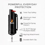 Burn Pepper Spray Keychain for Self Defense - Police Strength OC Spray - 1/2oz Black