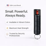 Burn Pepper Spray Keychain for Self Defense - Police Strength OC Spray - 1/2oz Black