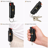 Burn Pepper Spray Keychain for Self Defense - Police Strength OC Spray - 1/2oz Black