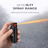 Burn Pepper Spray Keychain for Self Defense - Police Strength OC Spray - 1/2oz Black