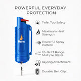 Burn Pepper Spray Keychain for Self Defense - Police Strength OC Spray - 1/2oz Blue
