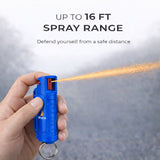 Burn Pepper Spray Keychain for Self Defense - Police Strength OC Spray - 1/2oz Blue