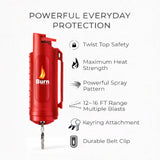 Burn Pepper Spray Keychain for Self Defense - Police Strength OC Spray - 1/2oz Red