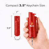 Burn Pepper Spray Keychain for Self Defense - Police Strength OC Spray - 1/2oz Red