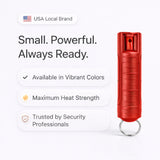 Burn Pepper Spray Keychain for Self Defense - Police Strength OC Spray - 1/2oz Red