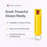 Burn Pepper Spray Keychain for Self Defense - Police Strength OC Spray - 1/2oz Yellow