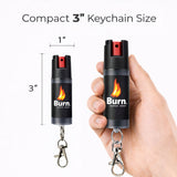 Burn Pepper Spray Keychain for Self Defense - Police Strength OC Spray - 1/2oz Black