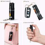 Burn Pepper Spray Keychain for Self Defense - Police Strength OC Spray - 1/2oz Black