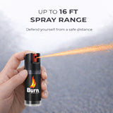 Burn Pepper Spray Keychain for Self Defense - Police Strength OC Spray - 1/2oz Black