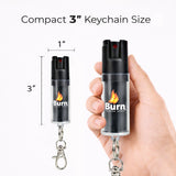 Burn Pepper Spray Keychain for Self Defense - Police Strength OC Spray - 1/2oz Black