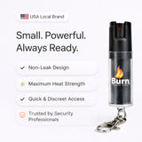 Burn Pepper Spray Keychain for Self Defense - Police Strength OC Spray - 1/2oz Black
