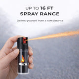 Burn Pepper Spray Keychain for Self Defense - Police Strength OC Spray - 1/2oz Black