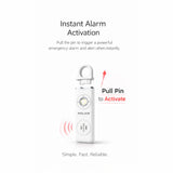 POLICE Personal Alarm Keychain For Women & Men – 130dB Siren Alarm, LED Flashlight with Strobe Light Rechargeable Safety Alarm - White