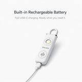 POLICE Personal Alarm Keychain For Women & Men – 130dB Siren Alarm, LED Flashlight with Strobe Light Rechargeable Safety Alarm - White