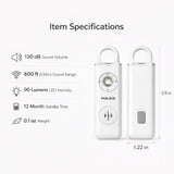 POLICE Personal Alarm Keychain For Women & Men – 130dB Siren Alarm, LED Flashlight with Strobe Light Rechargeable Safety Alarm - White